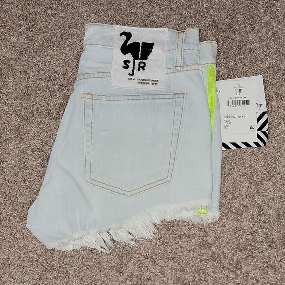 SANDRINE ROSE By Free People Women's Blue Side Zip Distressed Shorts Size 25 NWT - Picture 4 of 14